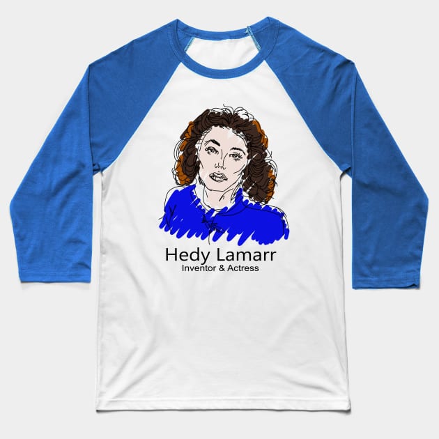 Historical Women in STEM, Hedy Lamarr Baseball T-Shirt by CatsandBats